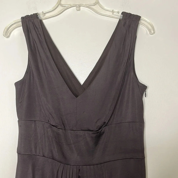 Laundry by Shelli Segal brown silky goddess pleated wedding guest dress size 6 - Picture 3 of 10